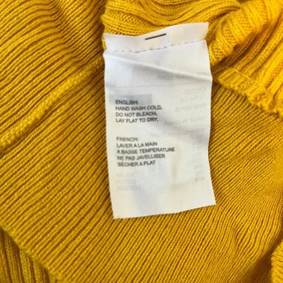 Nordstrom Elodie Mustard Yellow Ribbed Faux Wrap Sweater Small - Picture 6 of 10